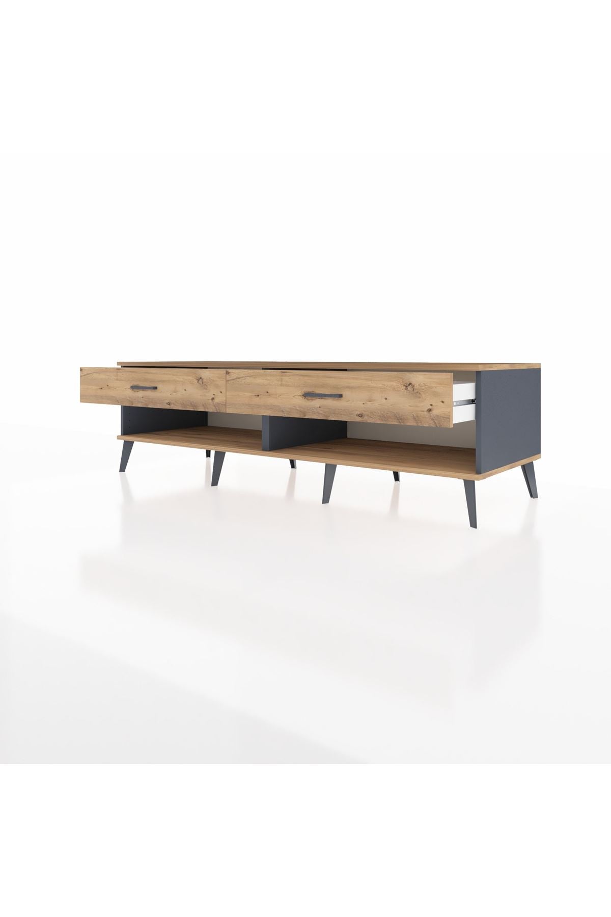 Kronos TV Ünitesi 2 Çekmeceli  176x59x51 Antrasit-Çam/Çam