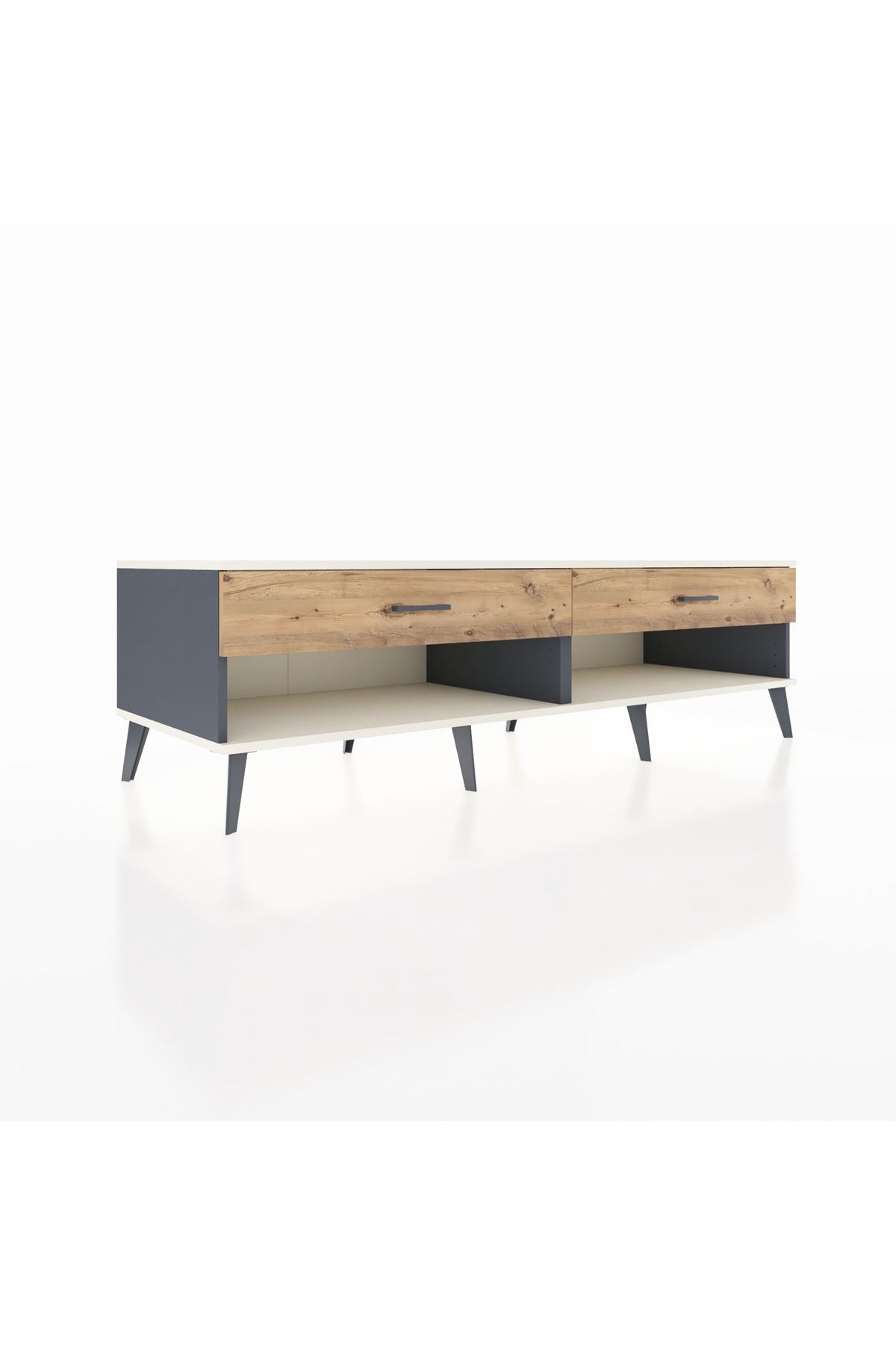 Kronos TV Ünitesi 2 Çekmeceli  176x59x51 Antrasit-Aytaşı/Çam