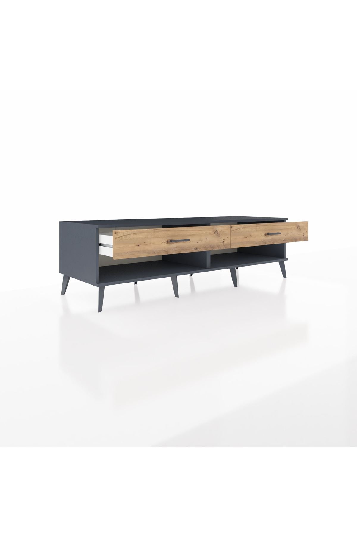 Kronos TV Ünitesi 2 Çekmeceli  176x59x51 Antrasit-Antrasit/Çam