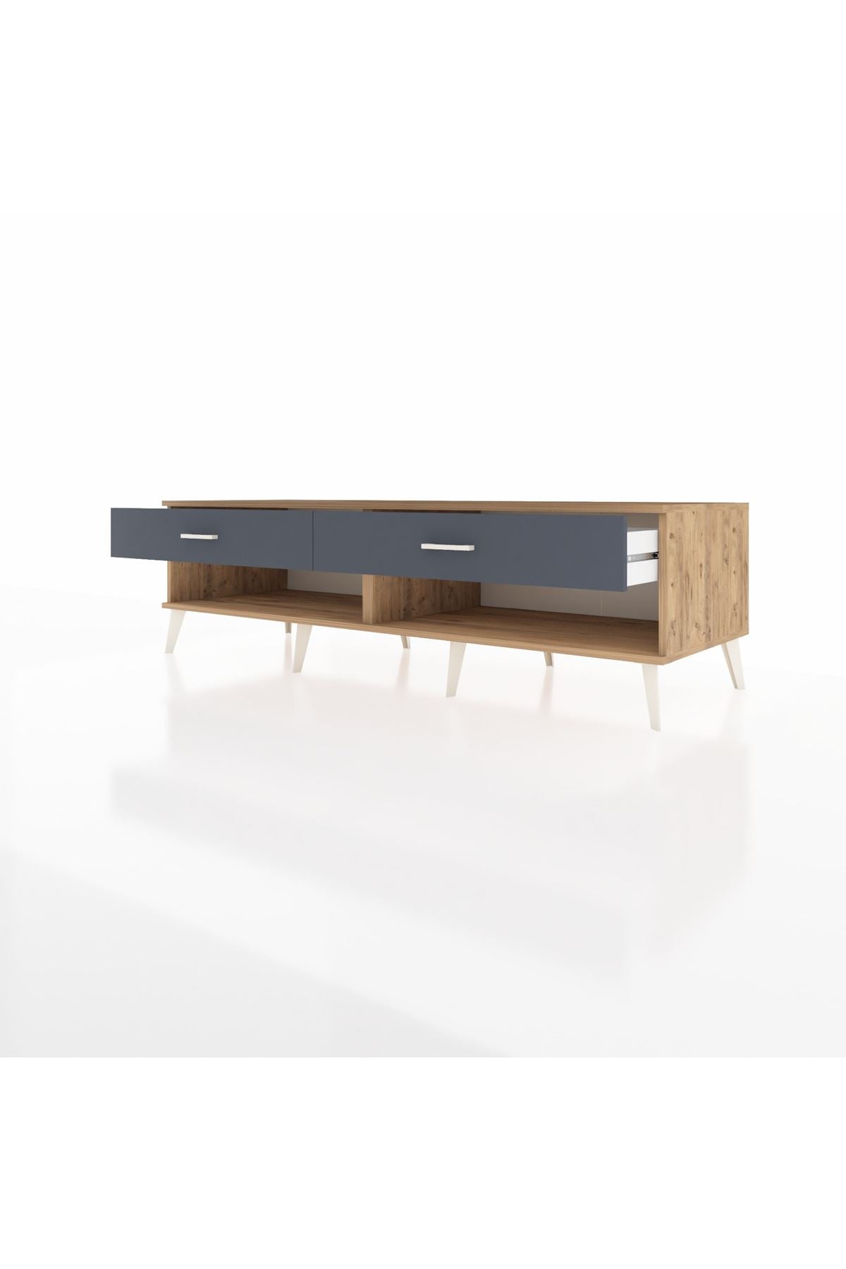 Kronos TV Ünitesi 2 Çekmeceli  176x59x51 Çam-Çam/Antrasit