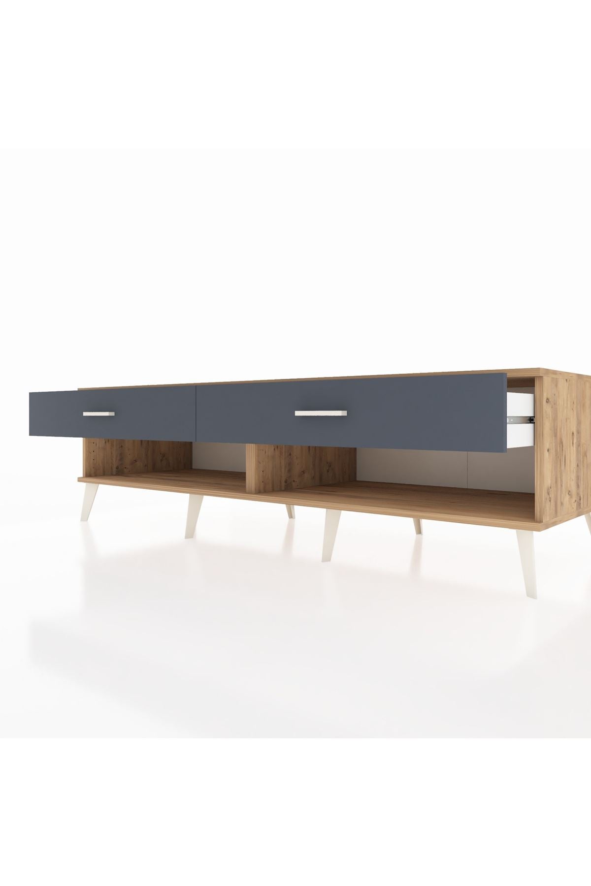 Kronos TV Ünitesi 2 Çekmeceli  176x59x51 Çam-Çam/Antrasit