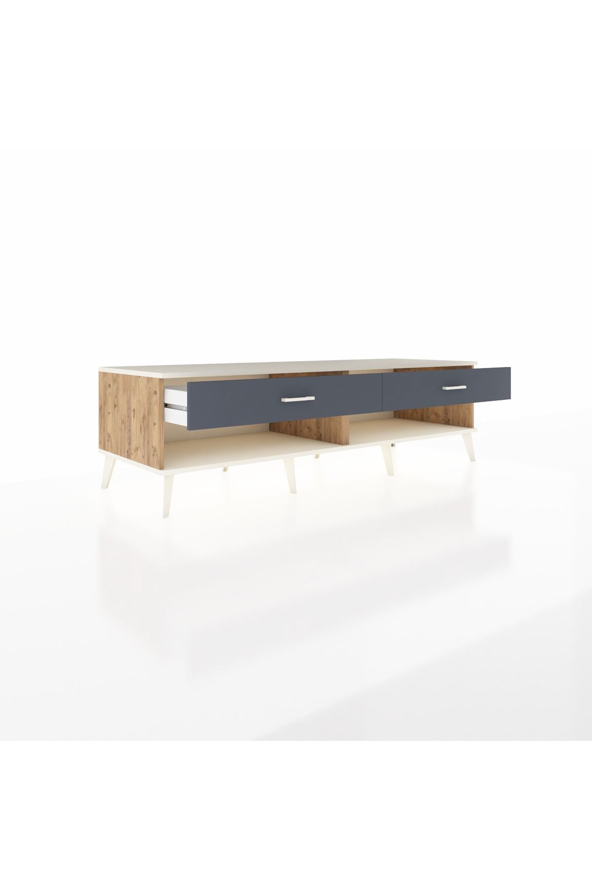 Kronos TV Ünitesi 2 Çekmeceli  176x59x51 Çam-Aytaşı/Antrasit