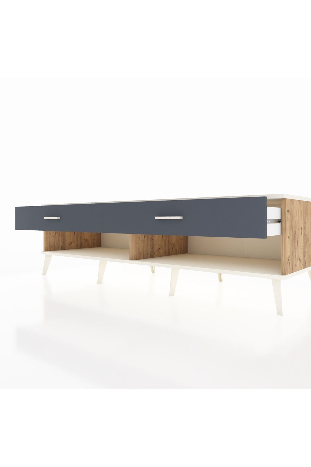 Kronos TV Ünitesi 2 Çekmeceli  176x59x51 Çam-Aytaşı/Antrasit