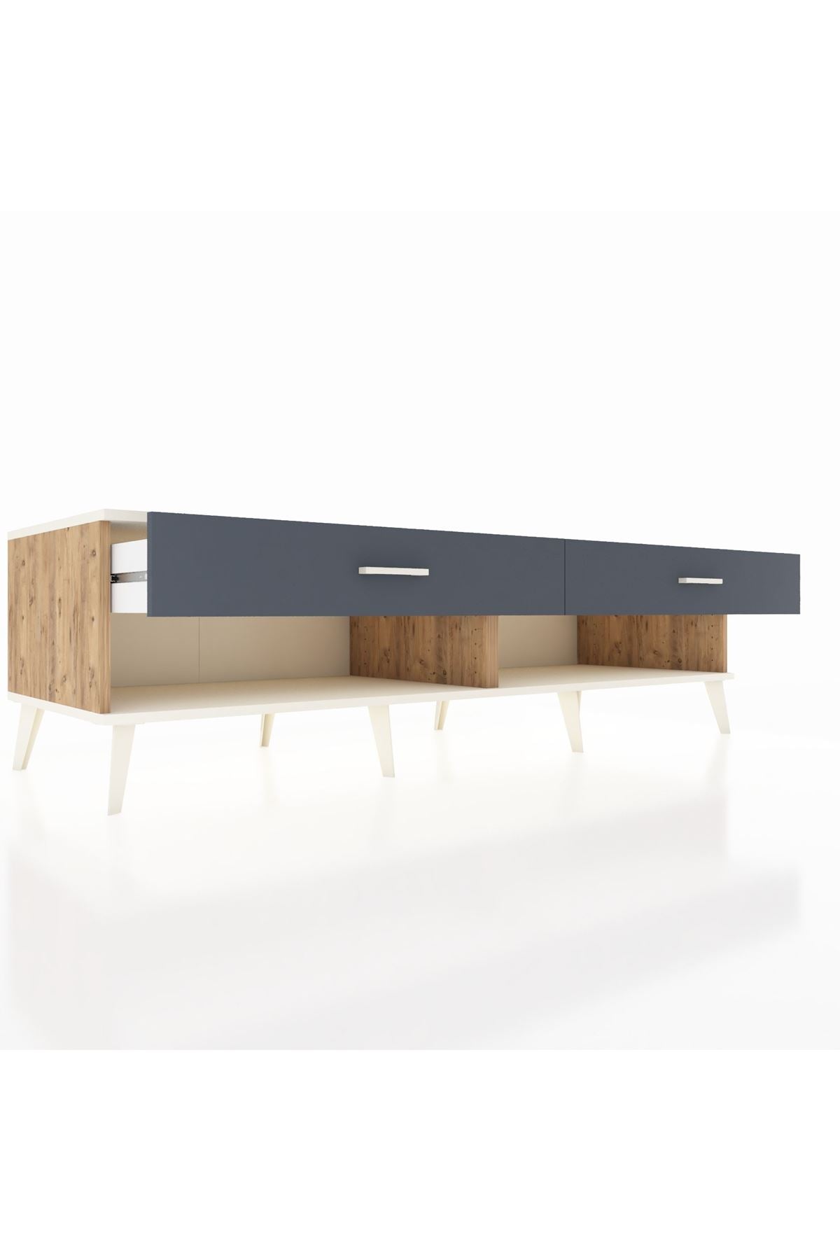 Kronos TV Ünitesi 2 Çekmeceli  176x59x51 Çam-Aytaşı/Antrasit