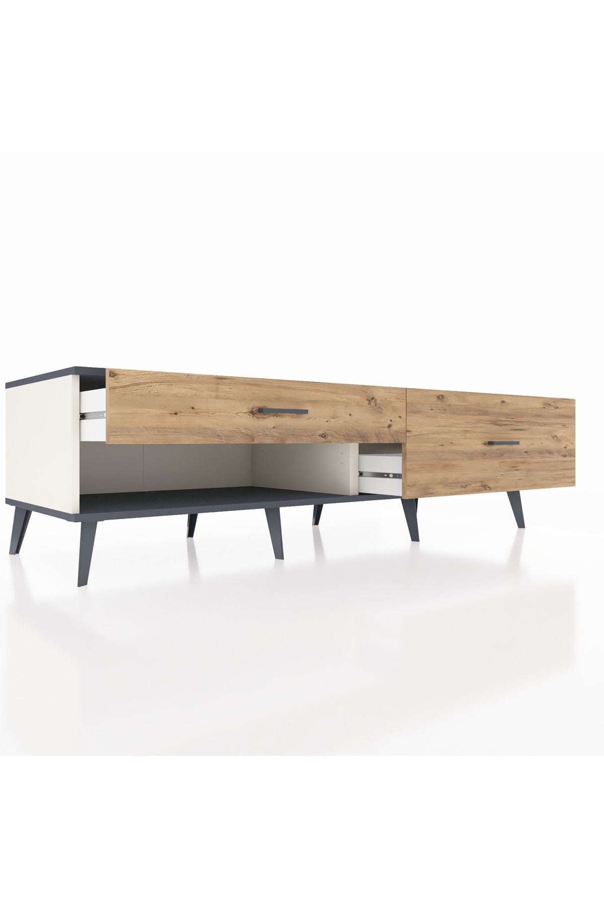 Kronos TV Ünitesi 2 Çekmeceli  176x59x51 Aytaşı-Antrasit/Çam