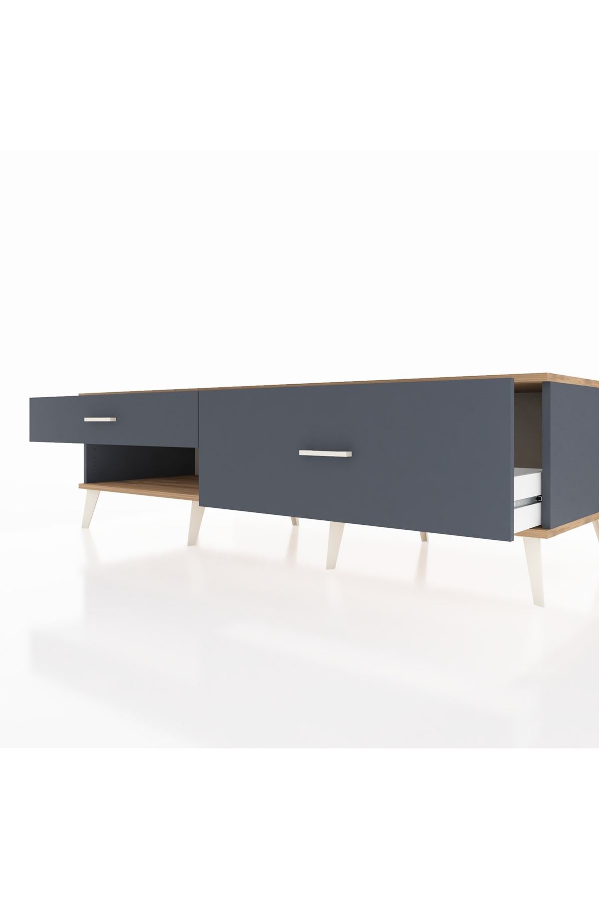 Kronos TV Ünitesi 2 Çekmeceli  176x59x51 Antrasit-Çam/Antrasit