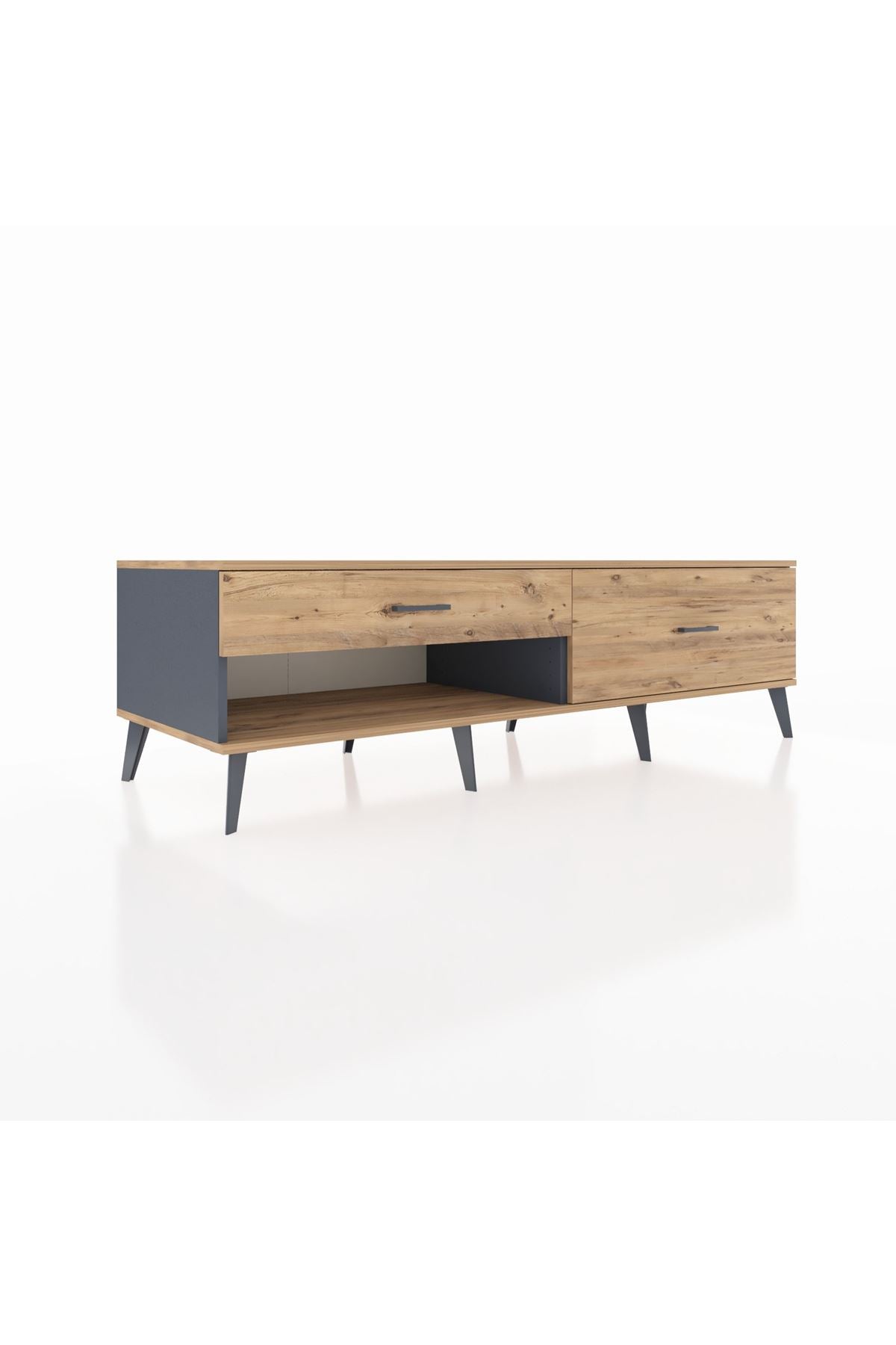Kronos TV Ünitesi 2 Çekmeceli  176x59x51 Antrasit-Çam/Çam