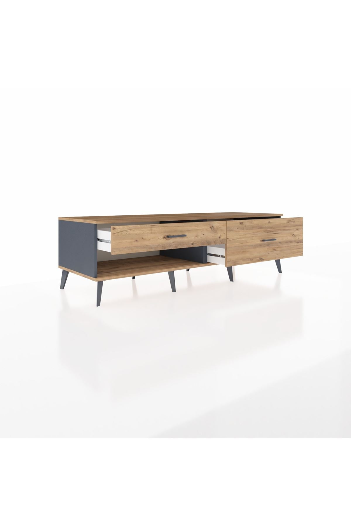 Kronos TV Ünitesi 2 Çekmeceli  176x59x51 Antrasit-Çam/Çam