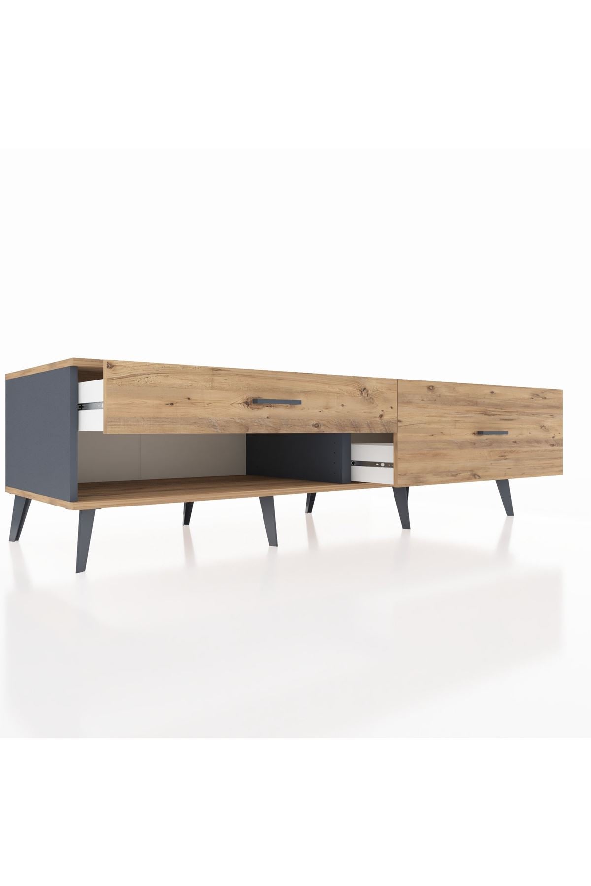 Kronos TV Ünitesi 2 Çekmeceli  176x59x51 Antrasit-Çam/Çam