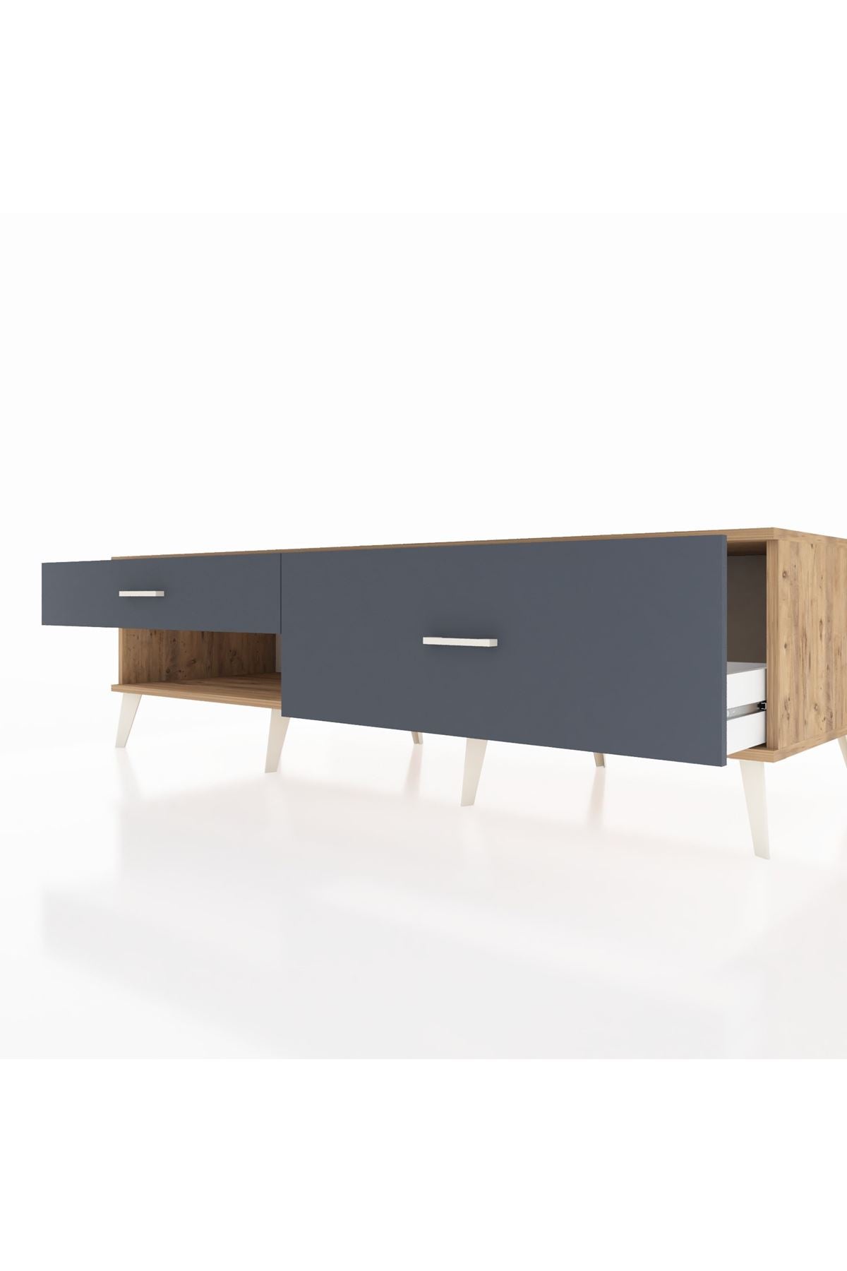 Kronos TV Ünitesi 2 Çekmeceli  176x59x51 Çam-Çam/Antrasit