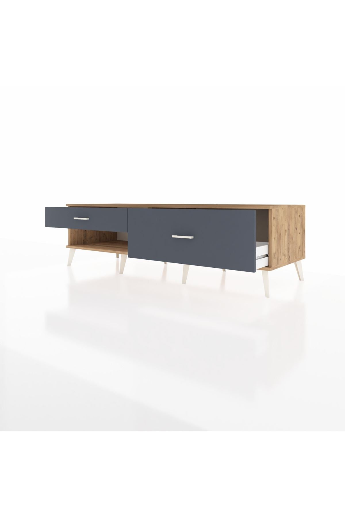 Kronos TV Ünitesi 2 Çekmeceli  176x59x51 Çam-Çam/Antrasit