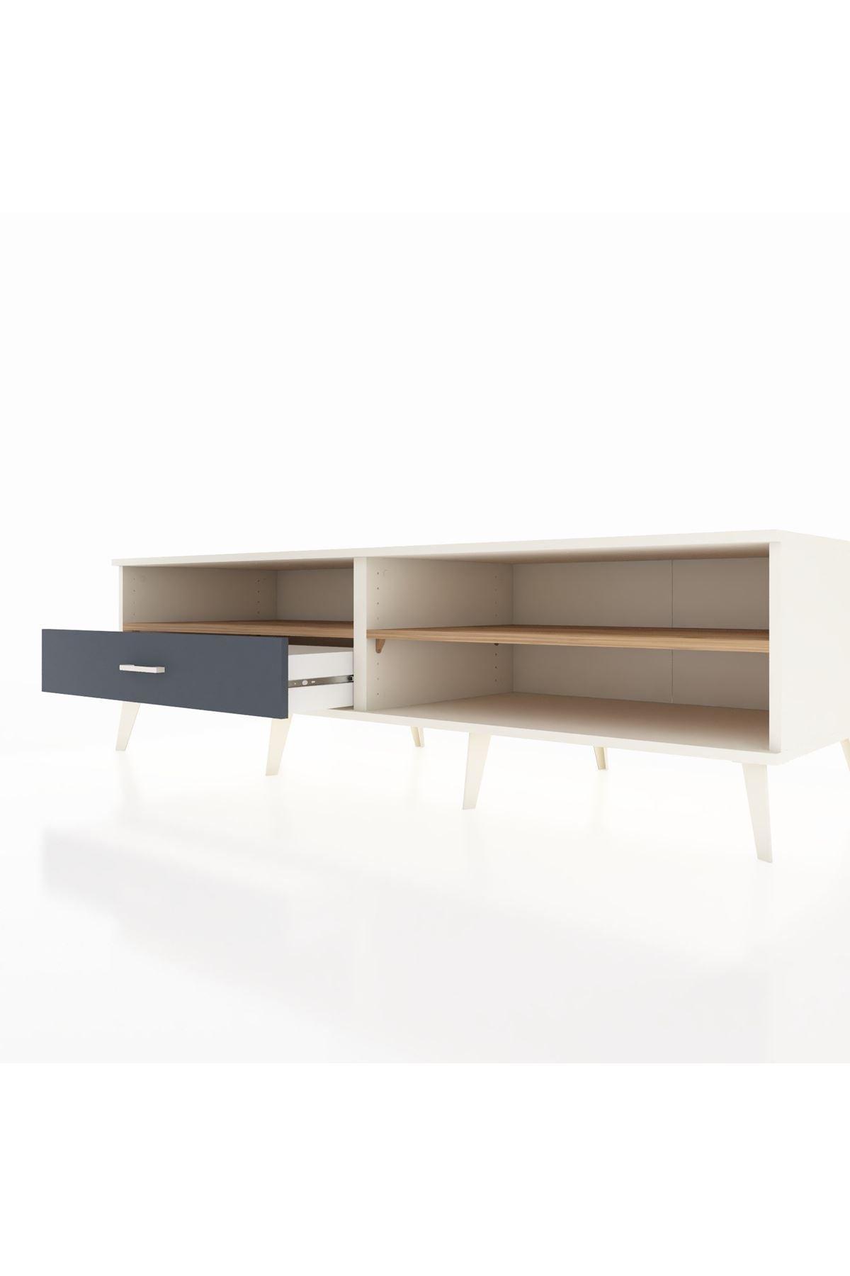 Kronos TV Ünitesi 2 Raflı Tek Çekmeceli  176x59x51 Aytaşı-Çam/Antrasit