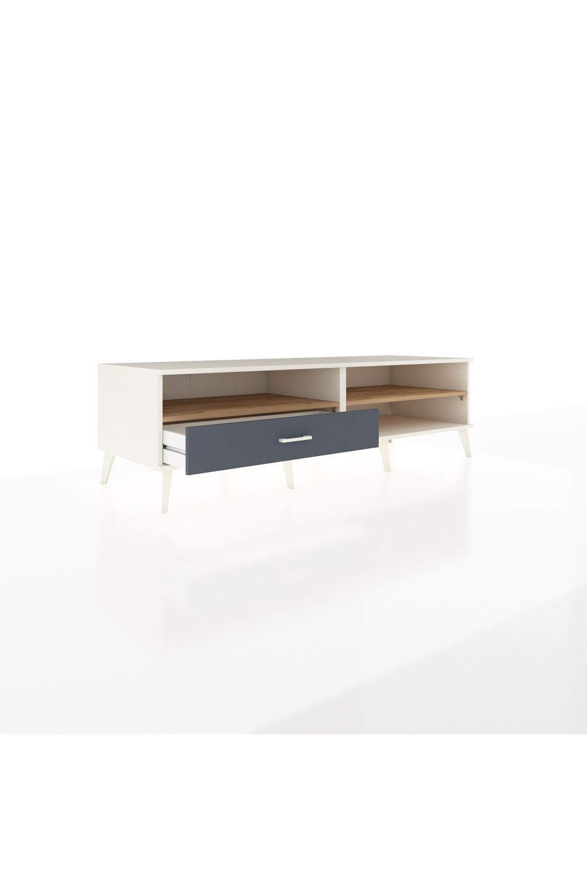 Kronos TV Ünitesi 2 Raflı Tek Çekmeceli  176x59x51 Aytaşı-Çam/Antrasit