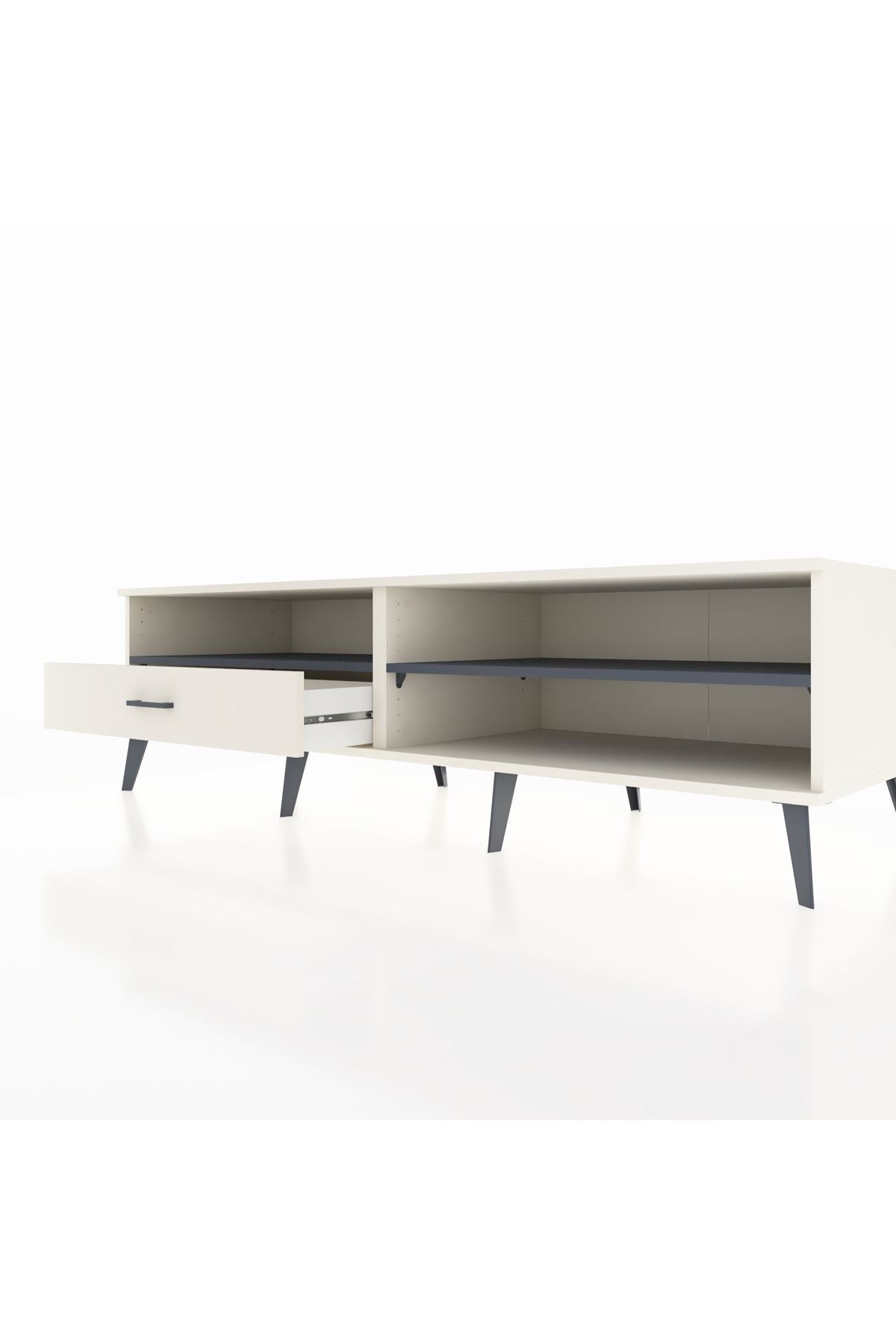 Kronos TV Ünitesi 2 Raflı Tek Çekmeceli  176x59x51 Aytaşı-Antrasit/Aytaşı