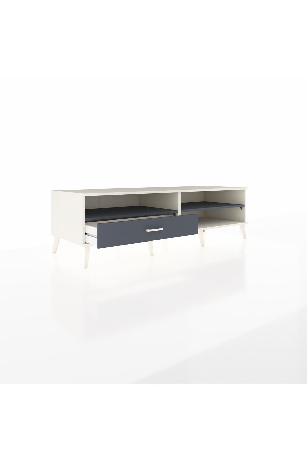 Kronos TV Ünitesi 2 Raflı Tek Çekmeceli  176x59x51 Aytaşı-Antrasit/Antrasit