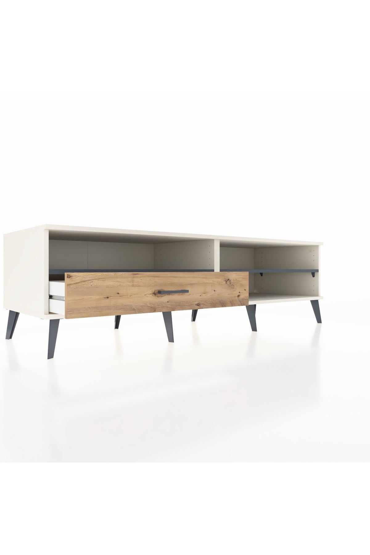 Kronos TV Ünitesi 2 Raflı Tek Çekmeceli  176x59x51 Aytaşı-Antrasit/Çam