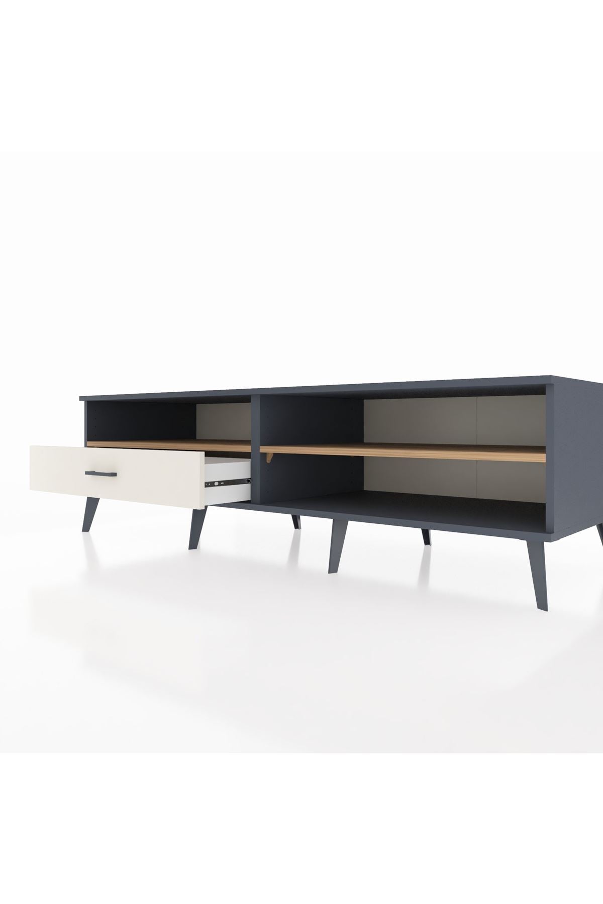 Kronos TV Ünitesi 2 Raflı Tek Çekmeceli  176x59x51 Antrasit-Çam/Aytaşı