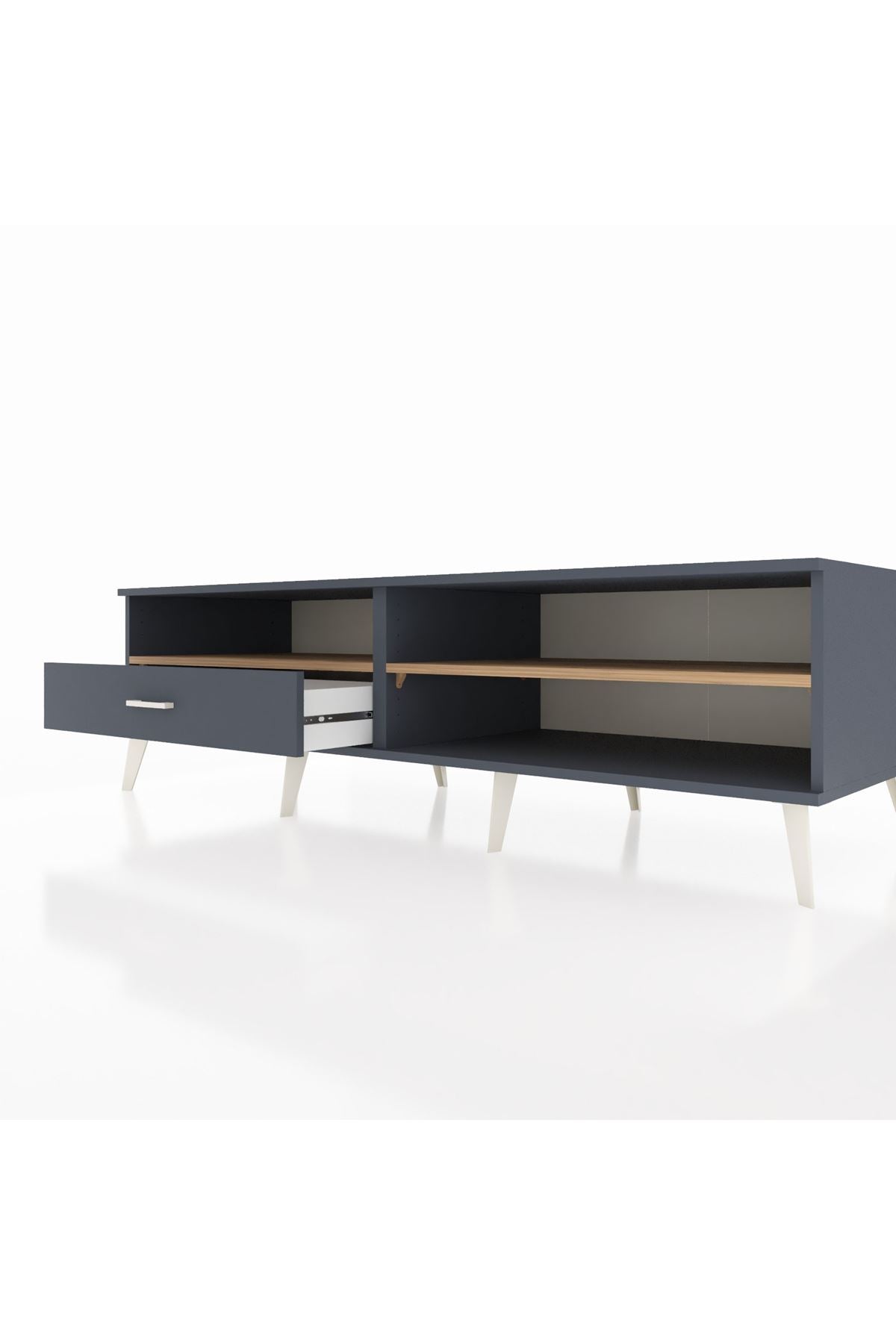 Kronos TV Ünitesi 2 Raflı Tek Çekmeceli  176x59x51 Antrasit-Çam/Antrasit