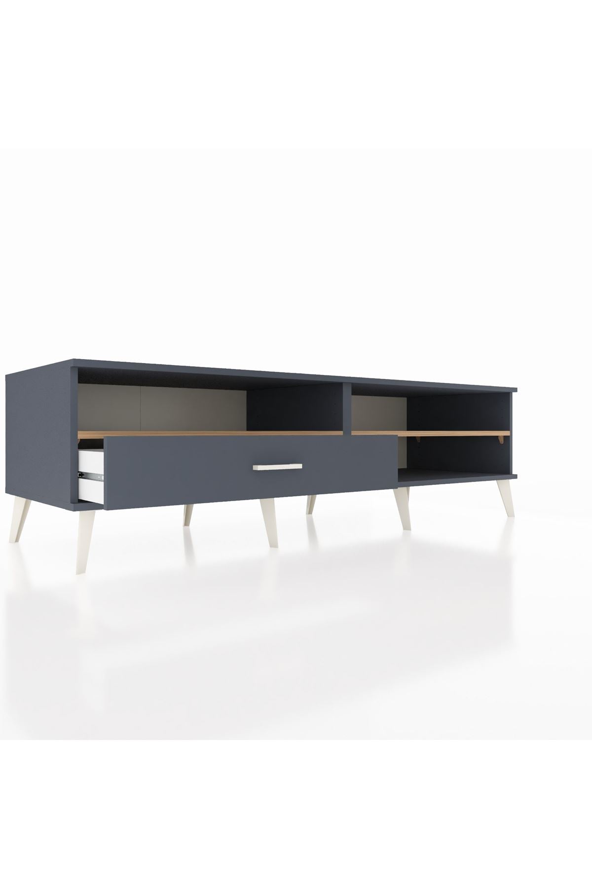 Kronos TV Ünitesi 2 Raflı Tek Çekmeceli  176x59x51 Antrasit-Çam/Antrasit