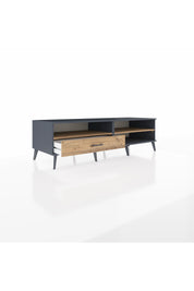 Kronos TV Ünitesi 2 Raflı Tek Çekmeceli  176x59x51 Antrasit-Çam/Çam