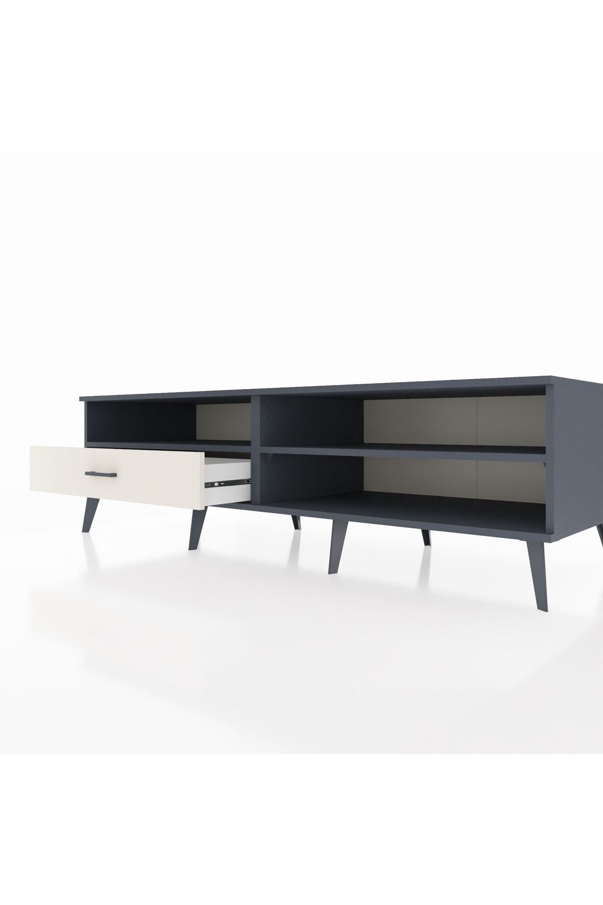 Kronos TV Ünitesi 2 Raflı Tek Çekmeceli  176x59x51 Antrasit-Antrasit/Aytaşı