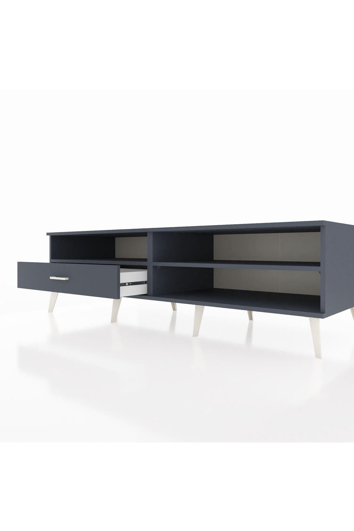 Kronos TV Ünitesi 2 Raflı Tek Çekmeceli  176x59x51 Antrasit-Antrasit/Antrasit