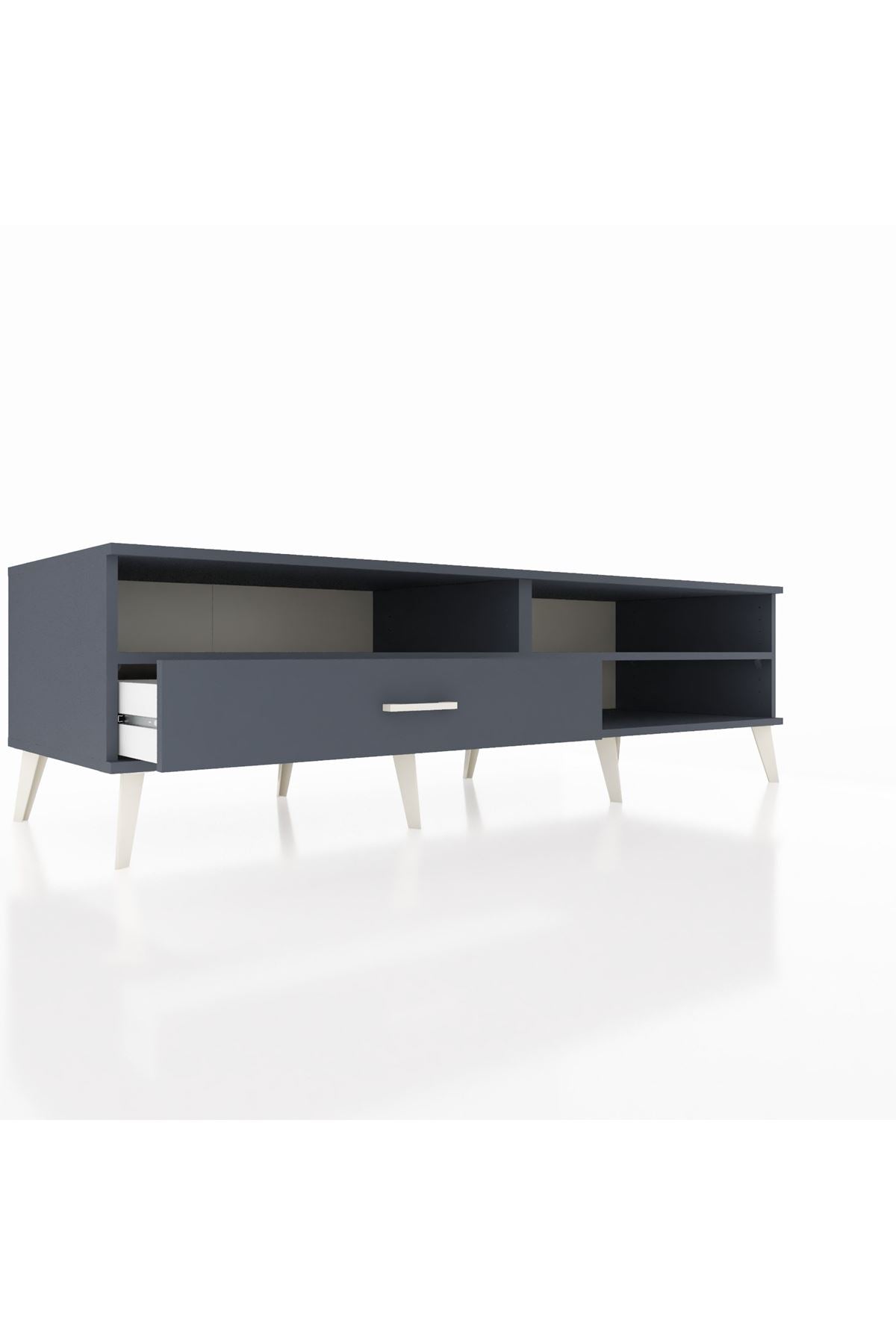 Kronos TV Ünitesi 2 Raflı Tek Çekmeceli  176x59x51 Antrasit-Antrasit/Antrasit