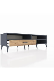 Kronos TV Ünitesi 2 Raflı Tek Çekmeceli  176x59x51 Antrasit-Antrasit/Çam