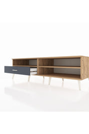 Kronos TV Ünitesi 2 Raflı Tek Çekmeceli  176x59x51 Çam-Çam/Antrasit