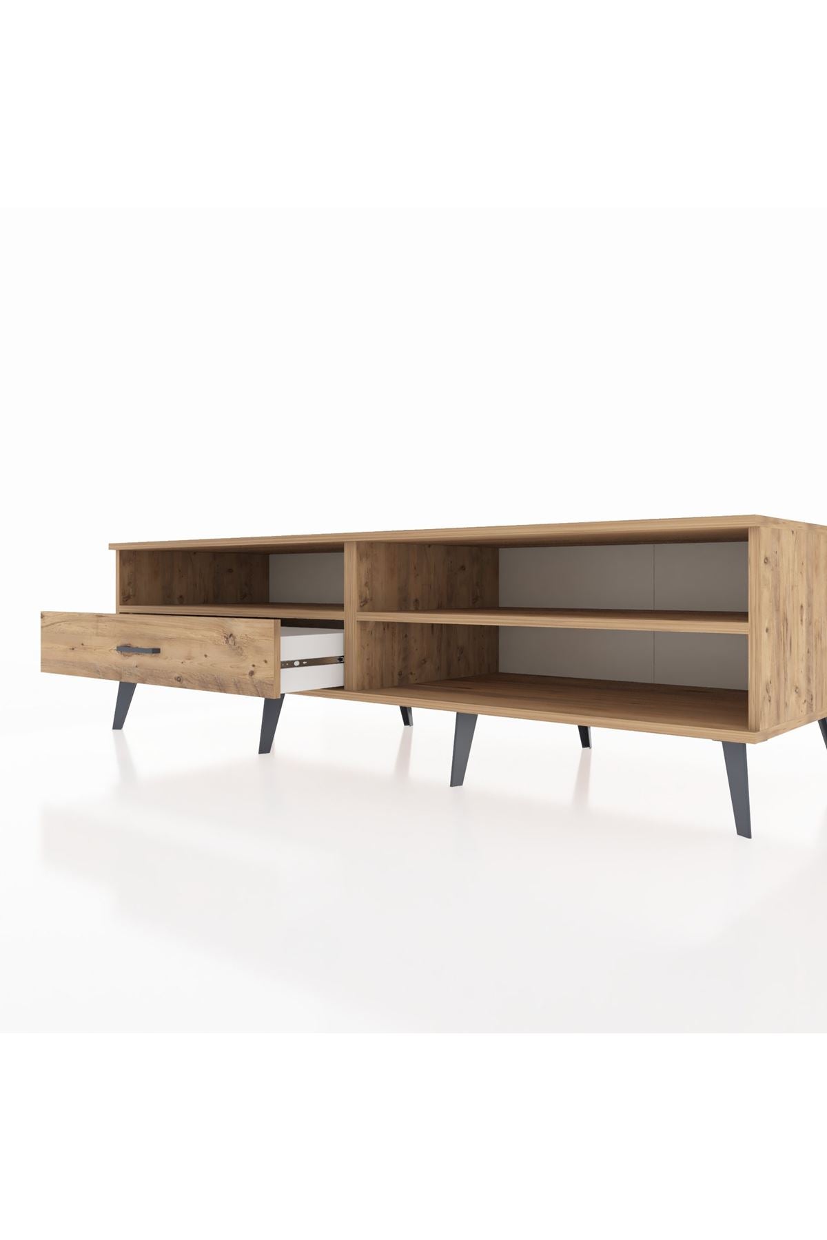 Kronos TV Ünitesi 2 Raflı Tek Çekmeceli  176x59x51 Çam-Çam/Çam