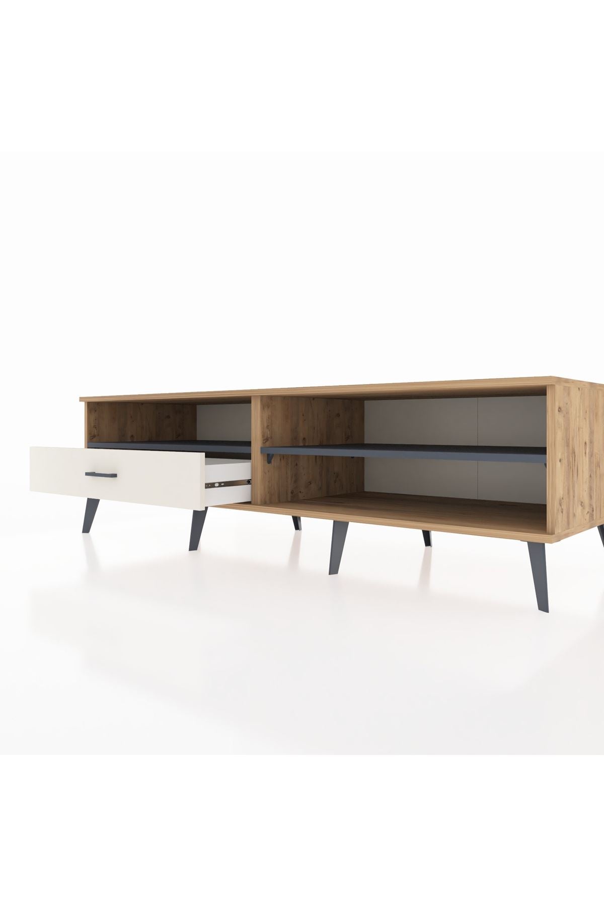 Kronos TV Ünitesi 2 Raflı Tek Çekmeceli  176x59x51 Çam-Antrasit/Aytaşı