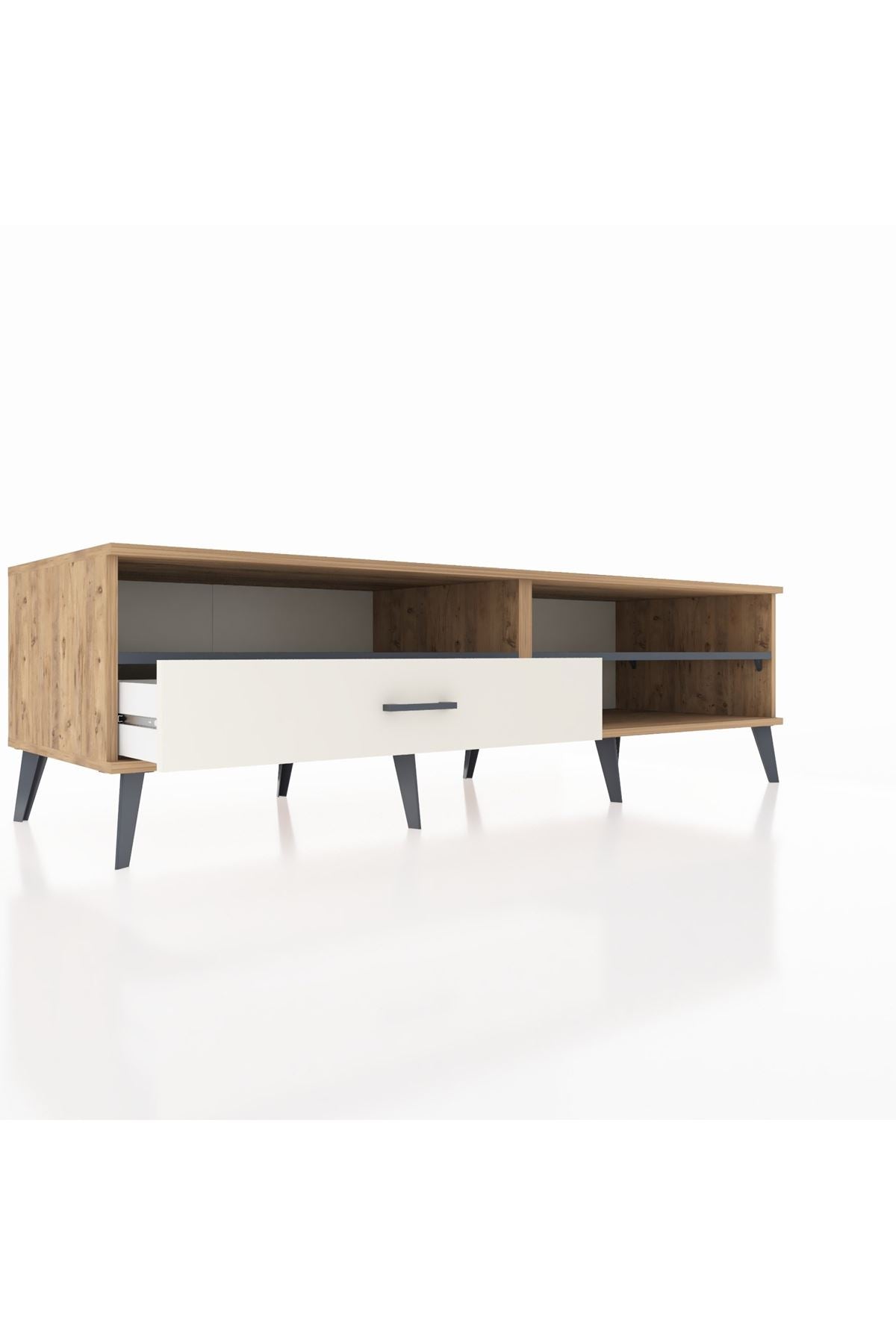 Kronos TV Ünitesi 2 Raflı Tek Çekmeceli  176x59x51 Çam-Antrasit/Aytaşı