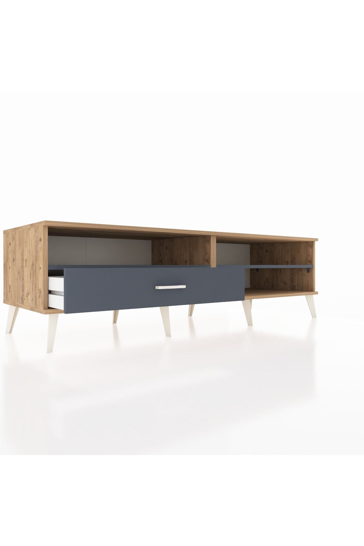 Kronos TV Ünitesi 2 Raflı Tek Çekmeceli  176x59x51 Çam-Antrasit/Antrasit