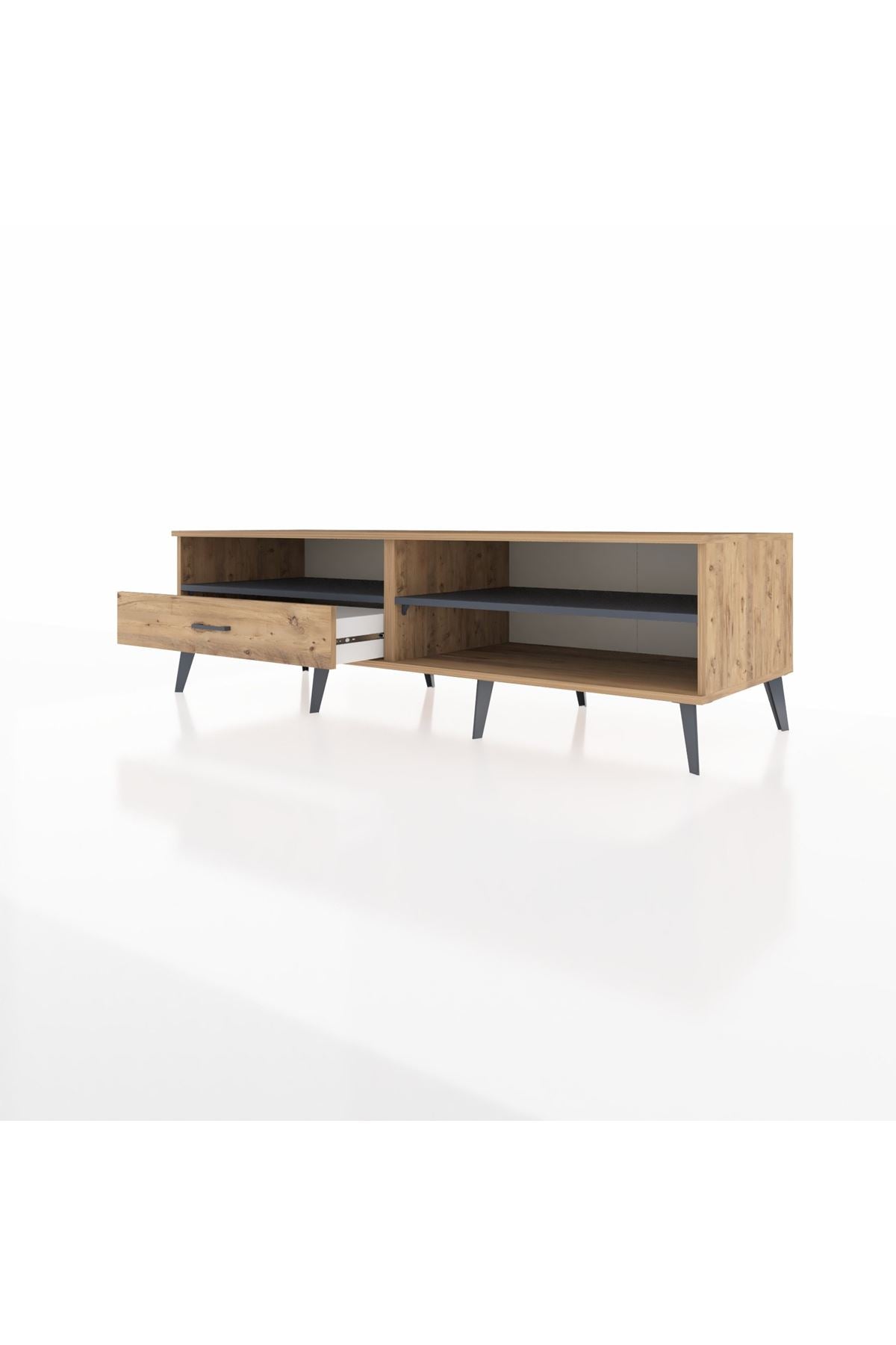 Kronos TV Ünitesi 2 Raflı Tek Çekmeceli  176x59x51 Çam-Antrasit/Çam