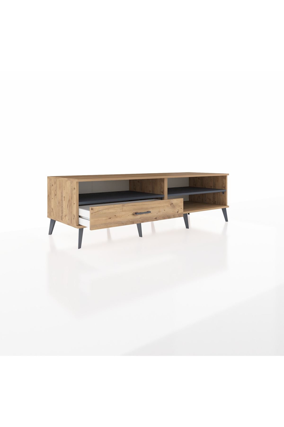 Kronos TV Ünitesi 2 Raflı Tek Çekmeceli  176x59x51 Çam-Antrasit/Çam