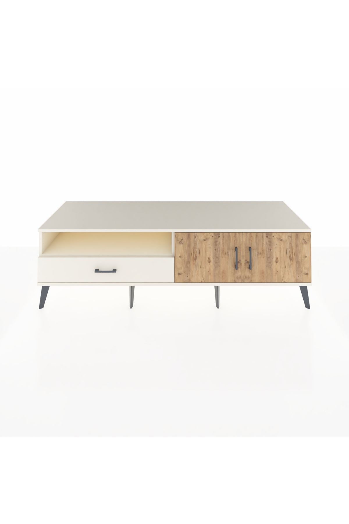 Kronos TV Ünitesi 2 Raflı Tek Çekmeceli 2 Kapaklı 176x59x51 Aytaşı-Çam/Aytaşı