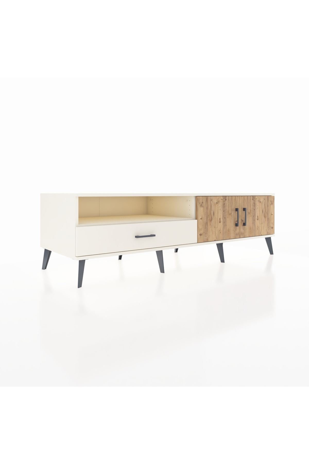 Kronos TV Ünitesi 2 Raflı Tek Çekmeceli 2 Kapaklı 176x59x51 Aytaşı-Çam/Aytaşı