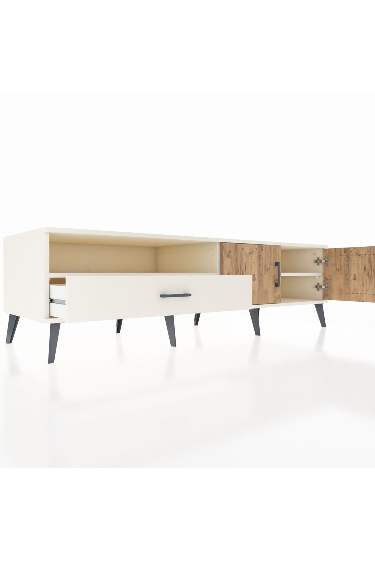 Kronos TV Ünitesi 2 Raflı Tek Çekmeceli 2 Kapaklı 176x59x51 Aytaşı-Çam/Aytaşı