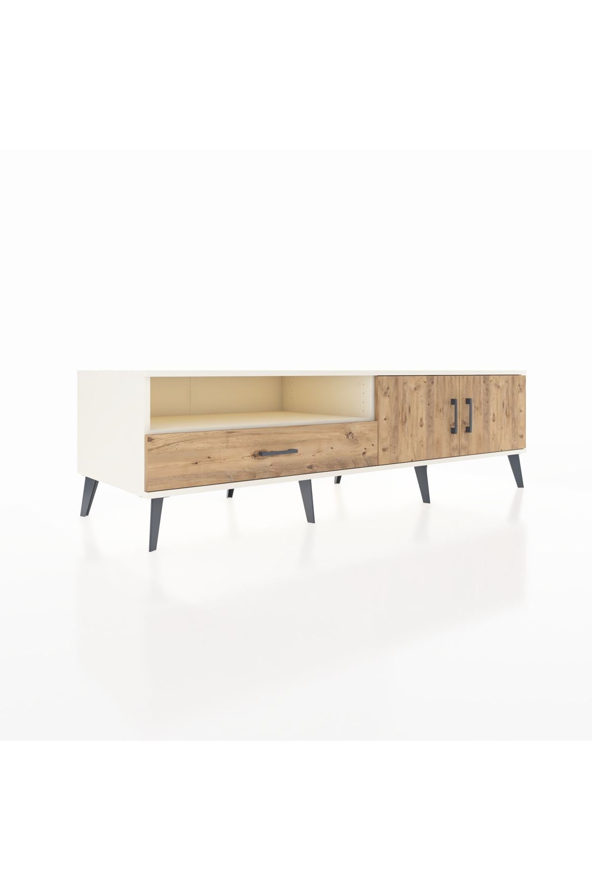 Kronos TV Ünitesi 2 Raflı Tek Çekmeceli 2 Kapaklı 176x59x51 Aytaşı-Çam/Çam