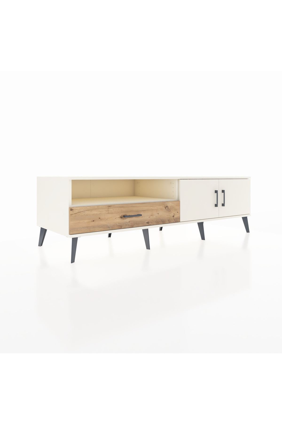 Kronos TV Ünitesi 2 Raflı Tek Çekmeceli 2 Kapaklı 176x59x51 Aytaşı-Aytaşı/Çam