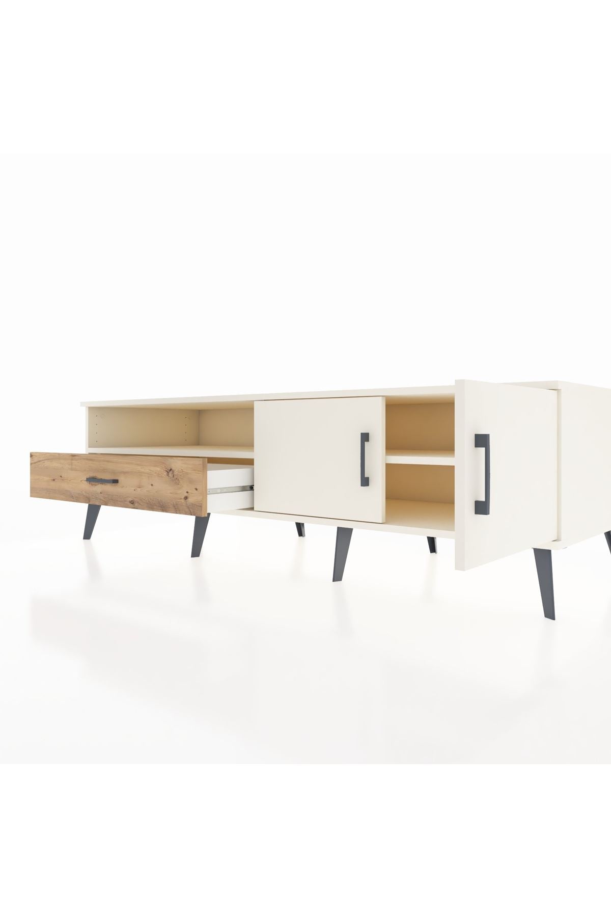 Kronos TV Ünitesi 2 Raflı Tek Çekmeceli 2 Kapaklı 176x59x51 Aytaşı-Aytaşı/Çam