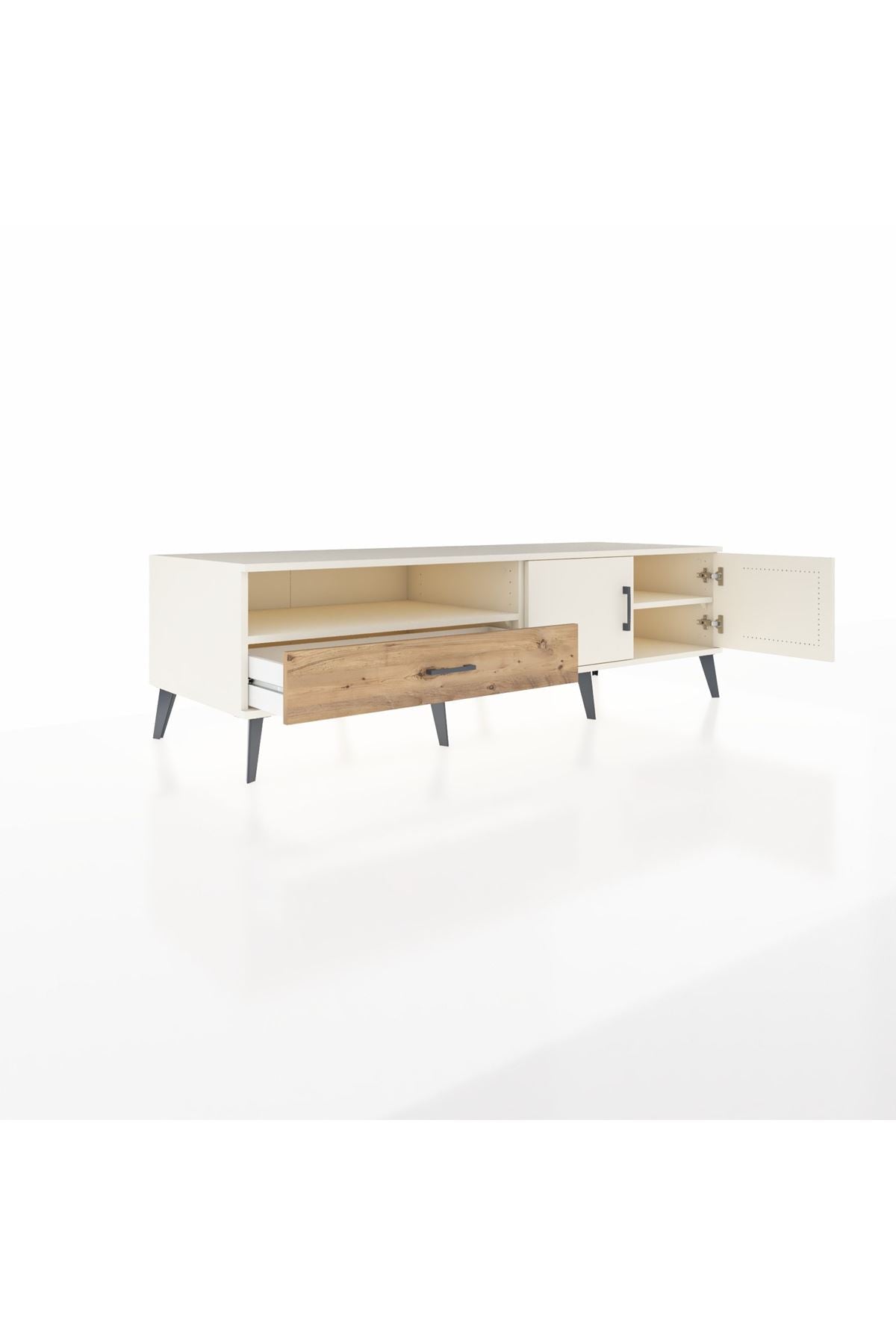 Kronos TV Ünitesi 2 Raflı Tek Çekmeceli 2 Kapaklı 176x59x51 Aytaşı-Aytaşı/Çam