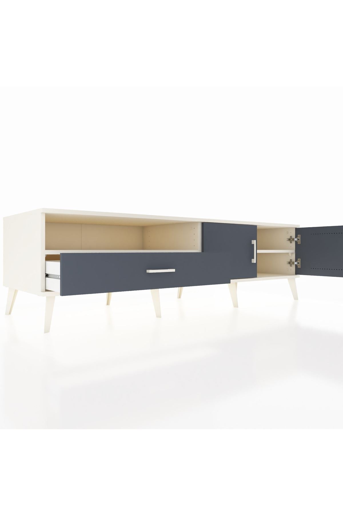 Kronos TV Ünitesi 2 Raflı Tek Çekmeceli 2 Kapaklı 176x59x51 Aytaşı-Antrasit/Antrasit