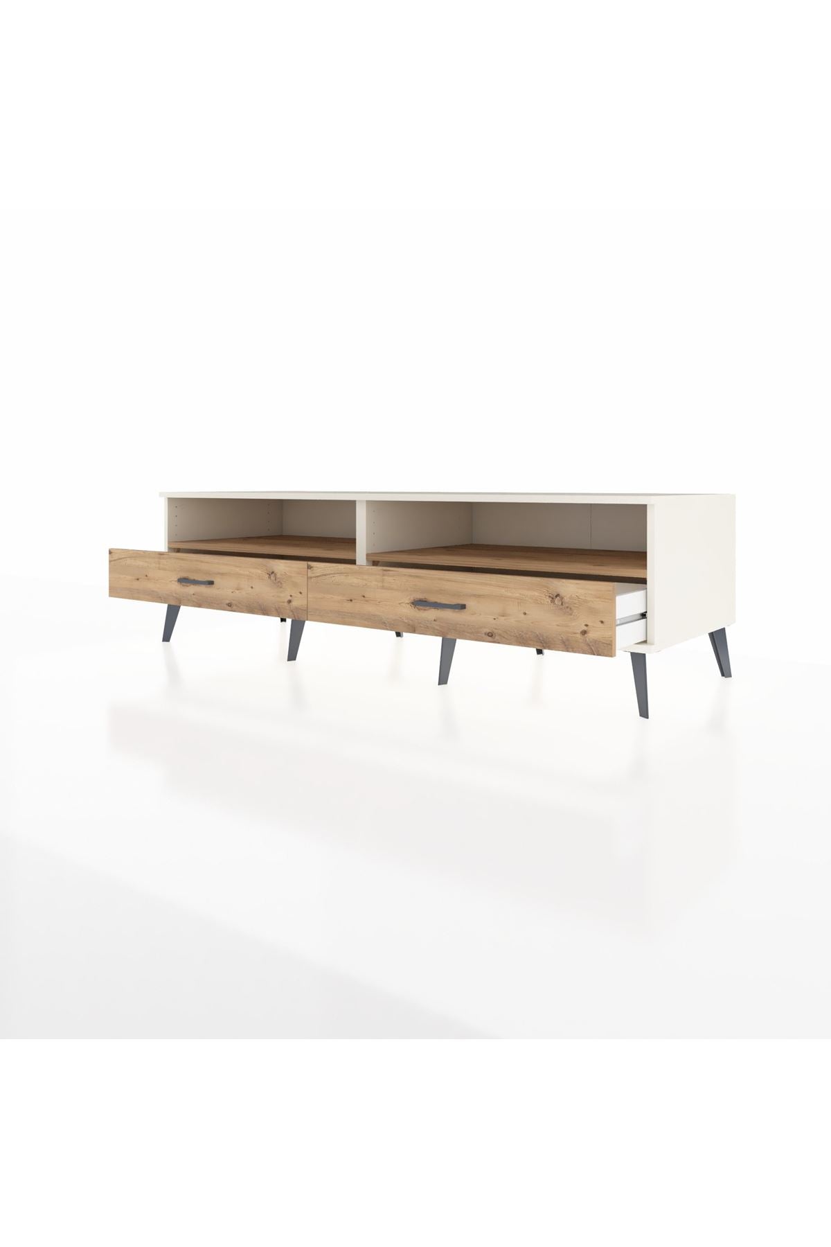 Kronos TV Ünitesi 2 Raflı 2 Çekmeceli  176x59x51 Aytaşı-Çam/Çam