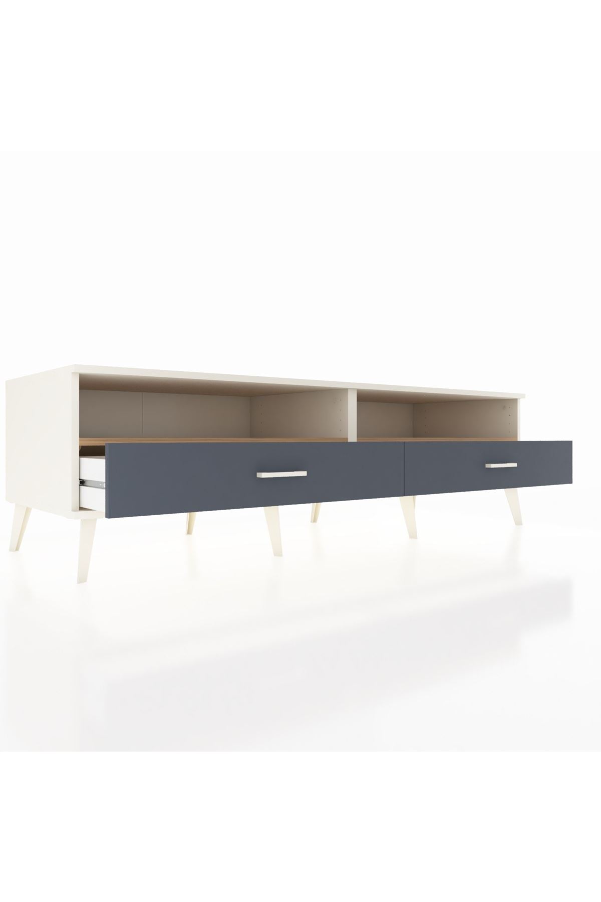 Kronos TV Ünitesi 2 Raflı 2 Çekmeceli  176x59x51 Aytaşı-Çam/Antrasit