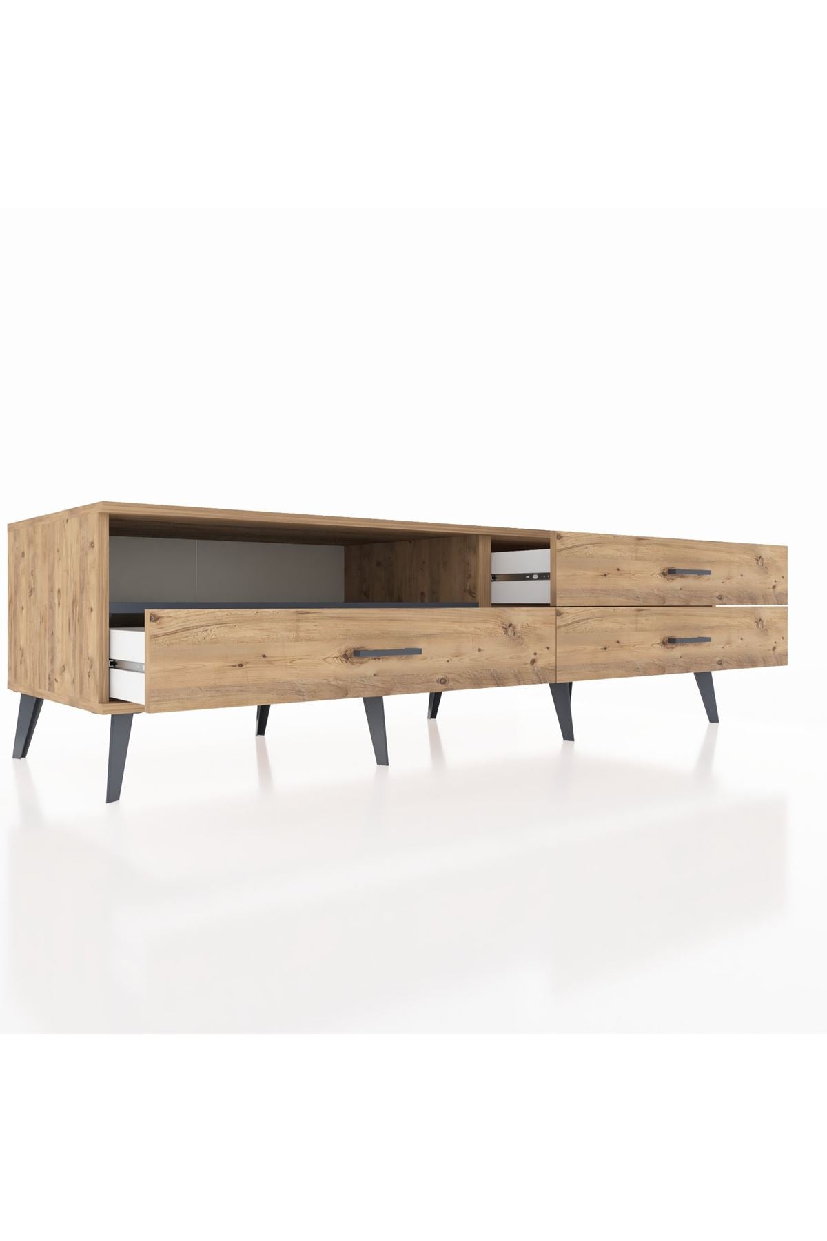 Kronos TV Ünitesi Tek Raflı 3 Çekmeceli  176x59x51 Çam-Antrasit/Çam