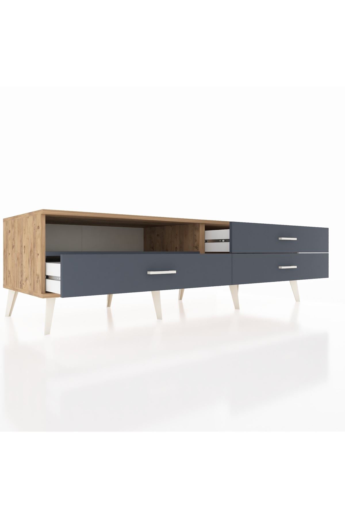 Kronos TV Ünitesi Tek Raflı 3 Çekmeceli  176x59x51 Çam-Antrasit/Antrasit