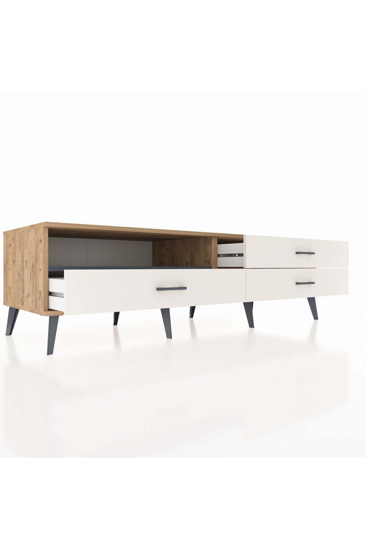 Kronos TV Ünitesi Tek Raflı 3 Çekmeceli  176x59x51 Çam-Antrasit/Aytaşı