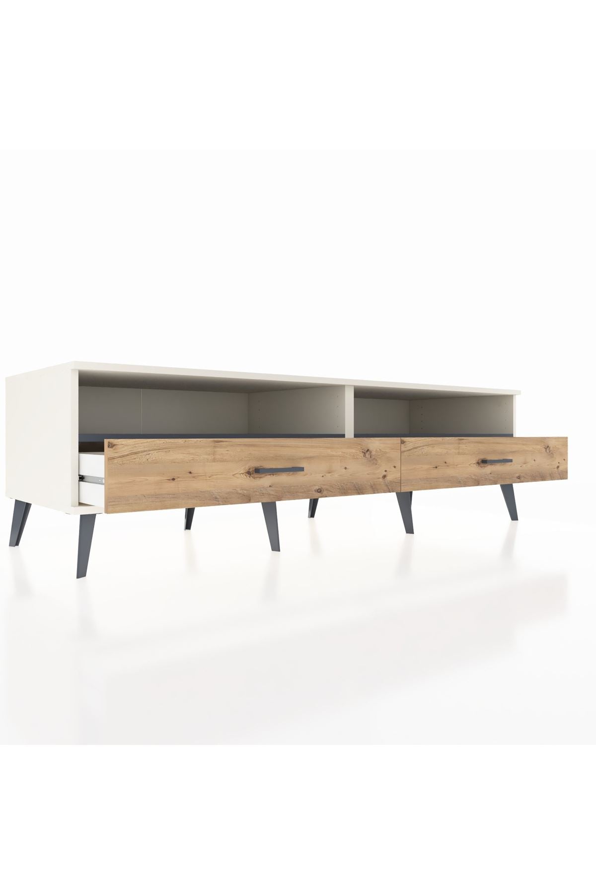 Kronos TV Ünitesi 2 Raflı 2 Çekmeceli  176x59x51 Aytaşı-Antrasit/Çam