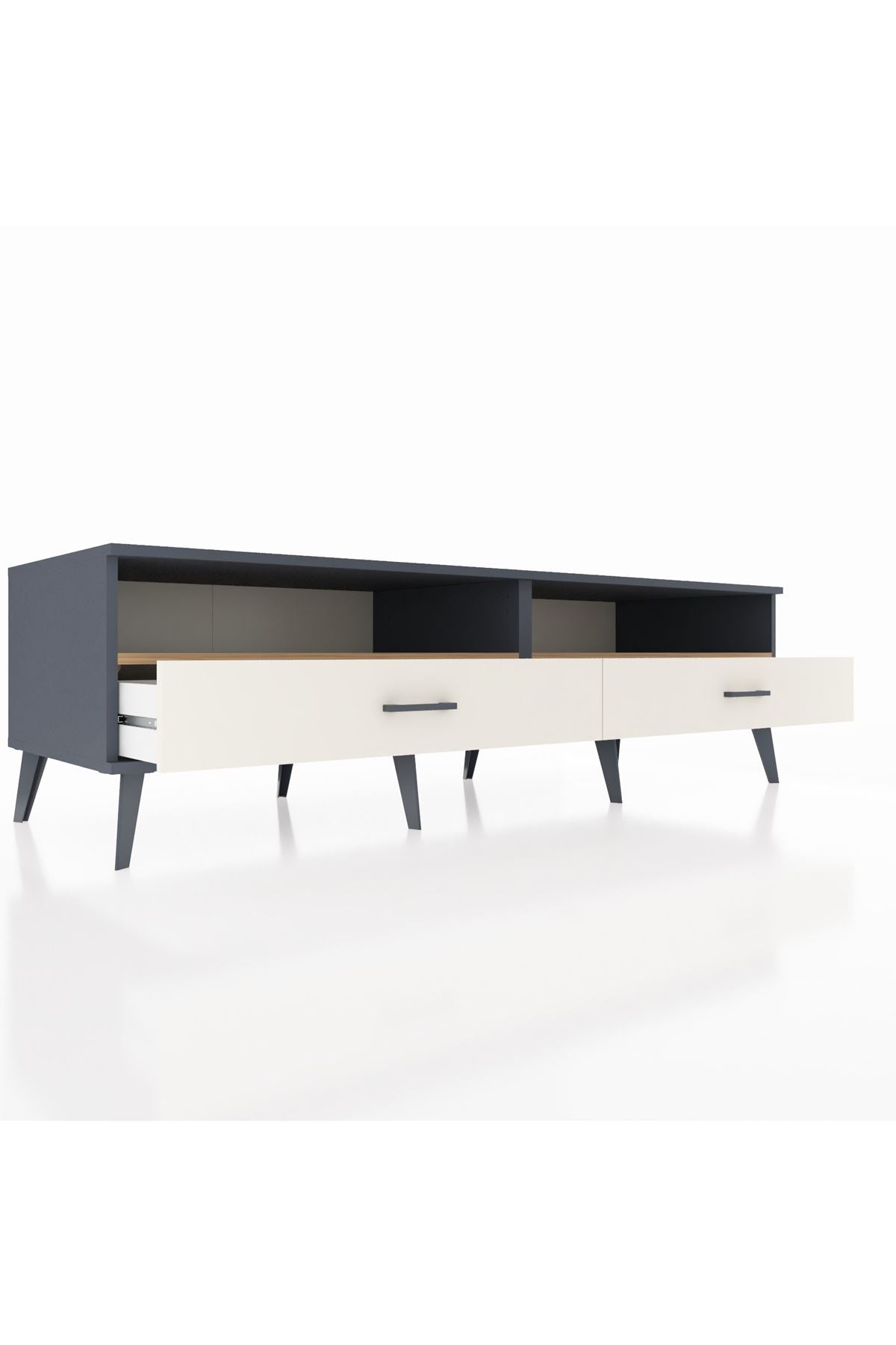 Kronos TV Ünitesi 2 Raflı 2 Çekmeceli  176x59x51 Antrasit-Çam/Aytaşı